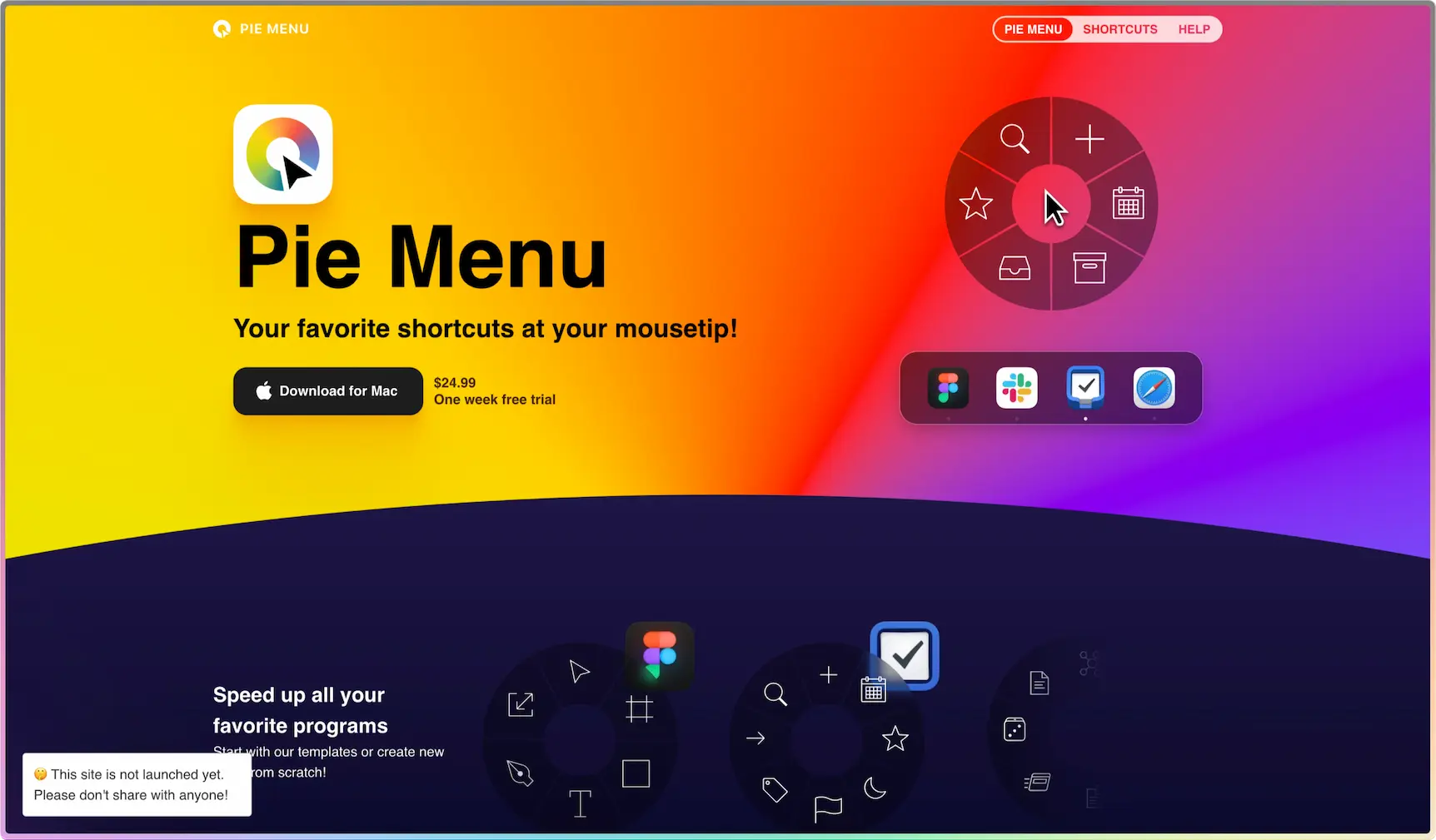 V1 of Pie Menu website