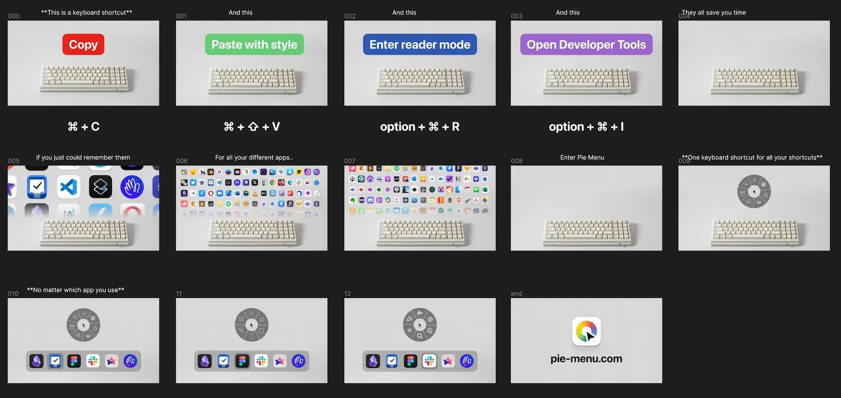 Storyboard Pie Menu marketing video